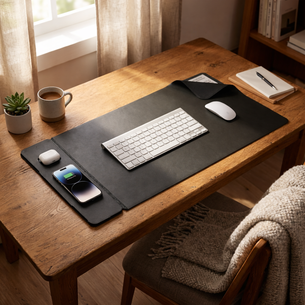 Tapis de bureau avec recharge intégrée