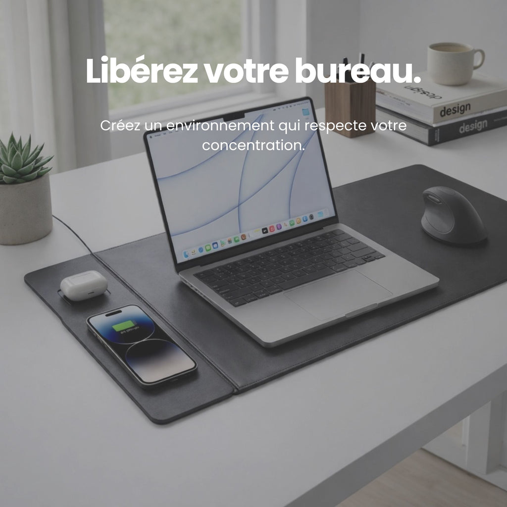 Tapis de bureau avec recharge intégrée