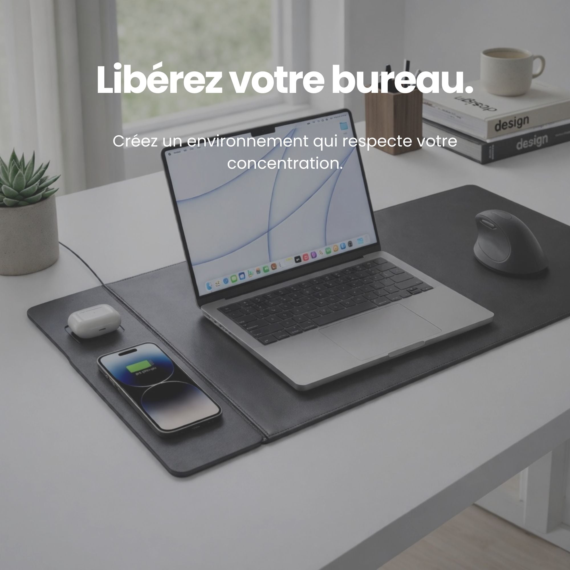 Tapis de bureau avec recharge intégrée