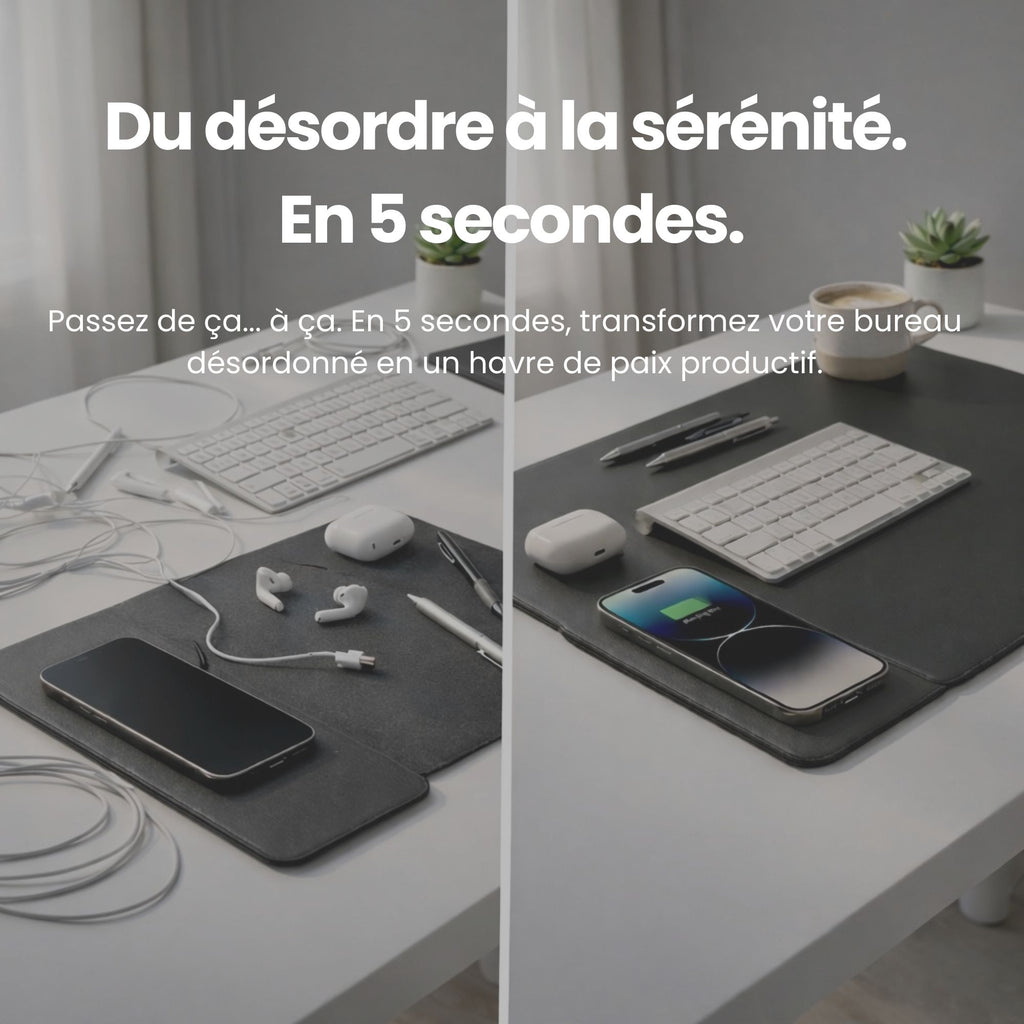 Tapis de bureau avec recharge intégrée