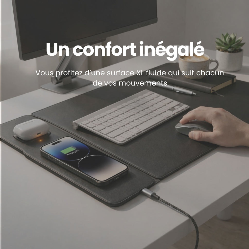 Tapis de bureau avec recharge intégrée