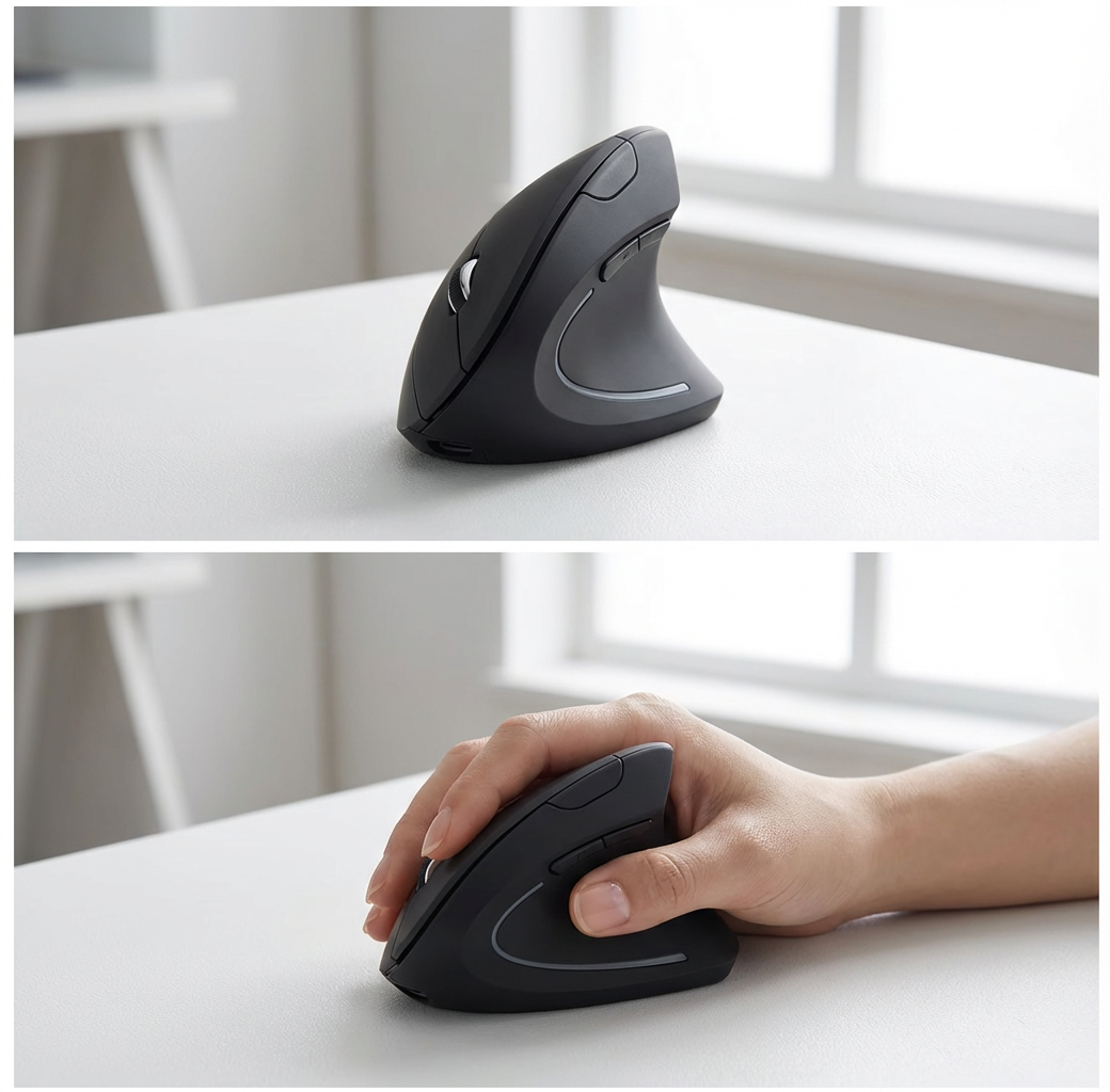 Souris Ergonomique Verticale Sans Fil – Anti-Douleur Poignet & RSI)