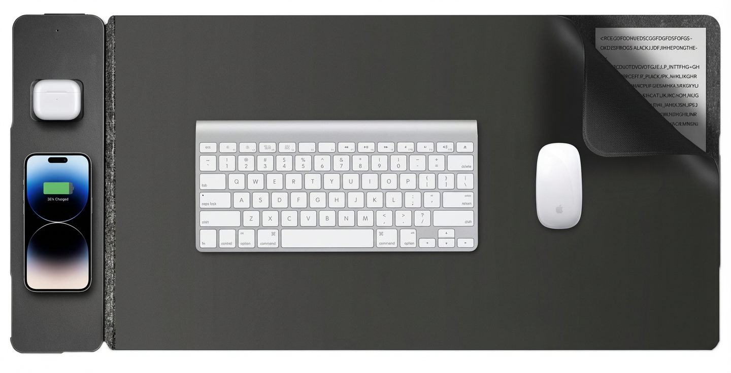 Tapis de bureau avec charge sans fil intégrée pour téléphone